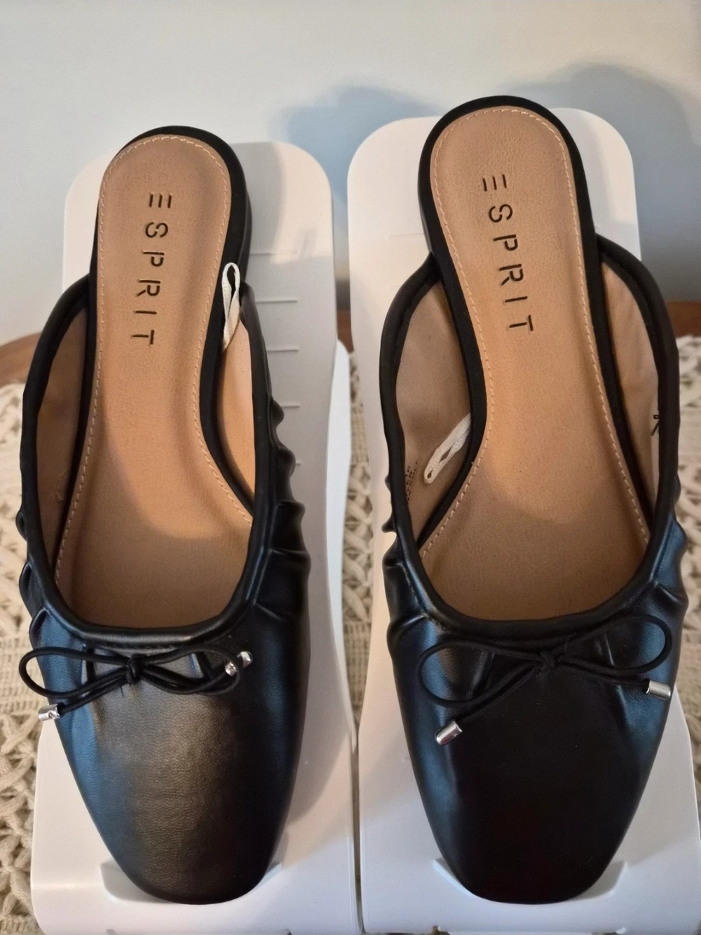 Esprit Black Slip-On Bow Mules